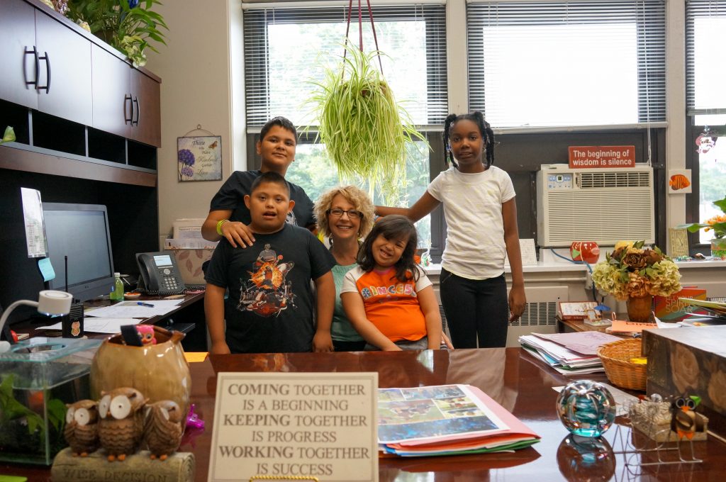 Julie Mower with students from The Phoenix Center