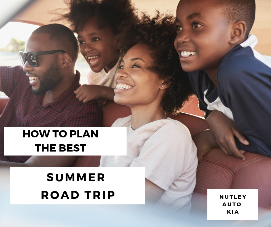 A family inside a car while having the best summer road trip.